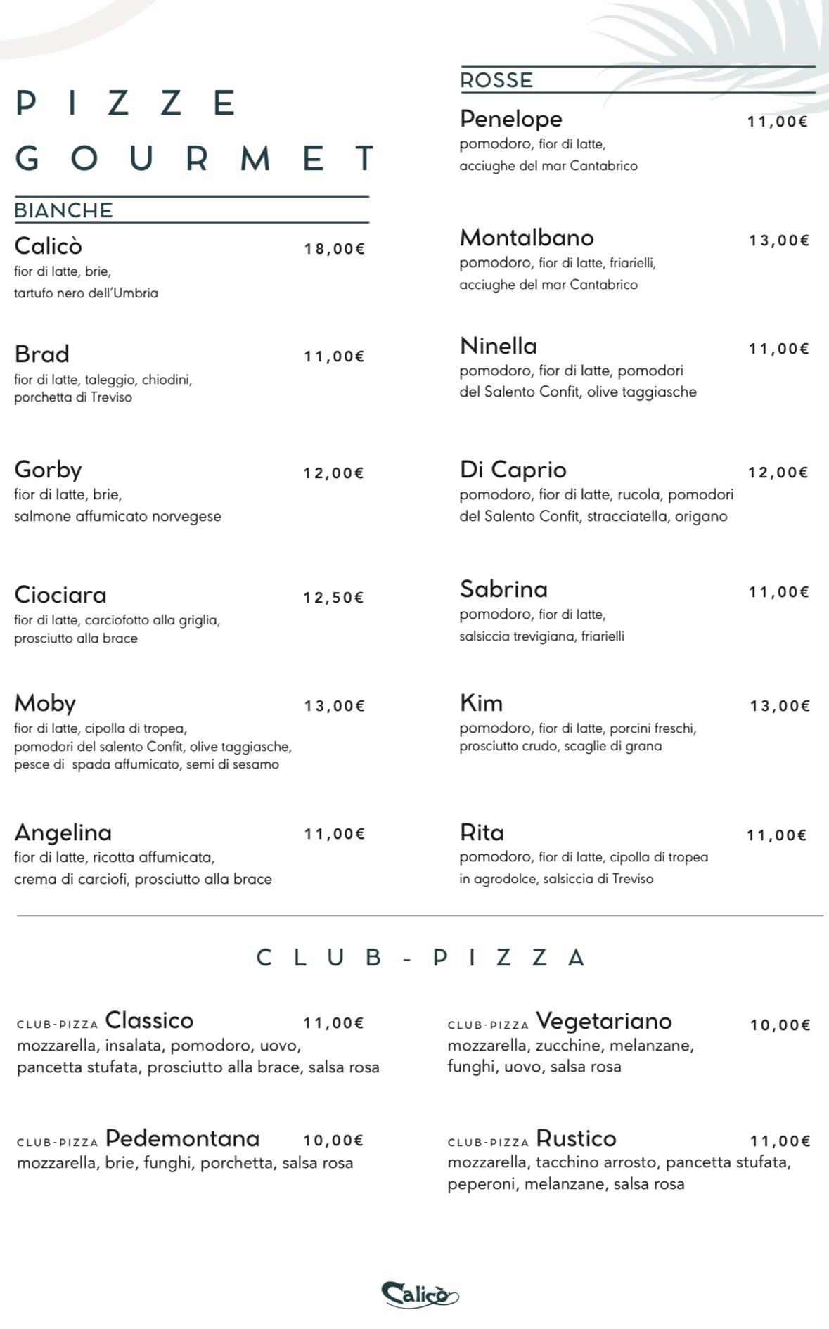 Menu di Calicò 