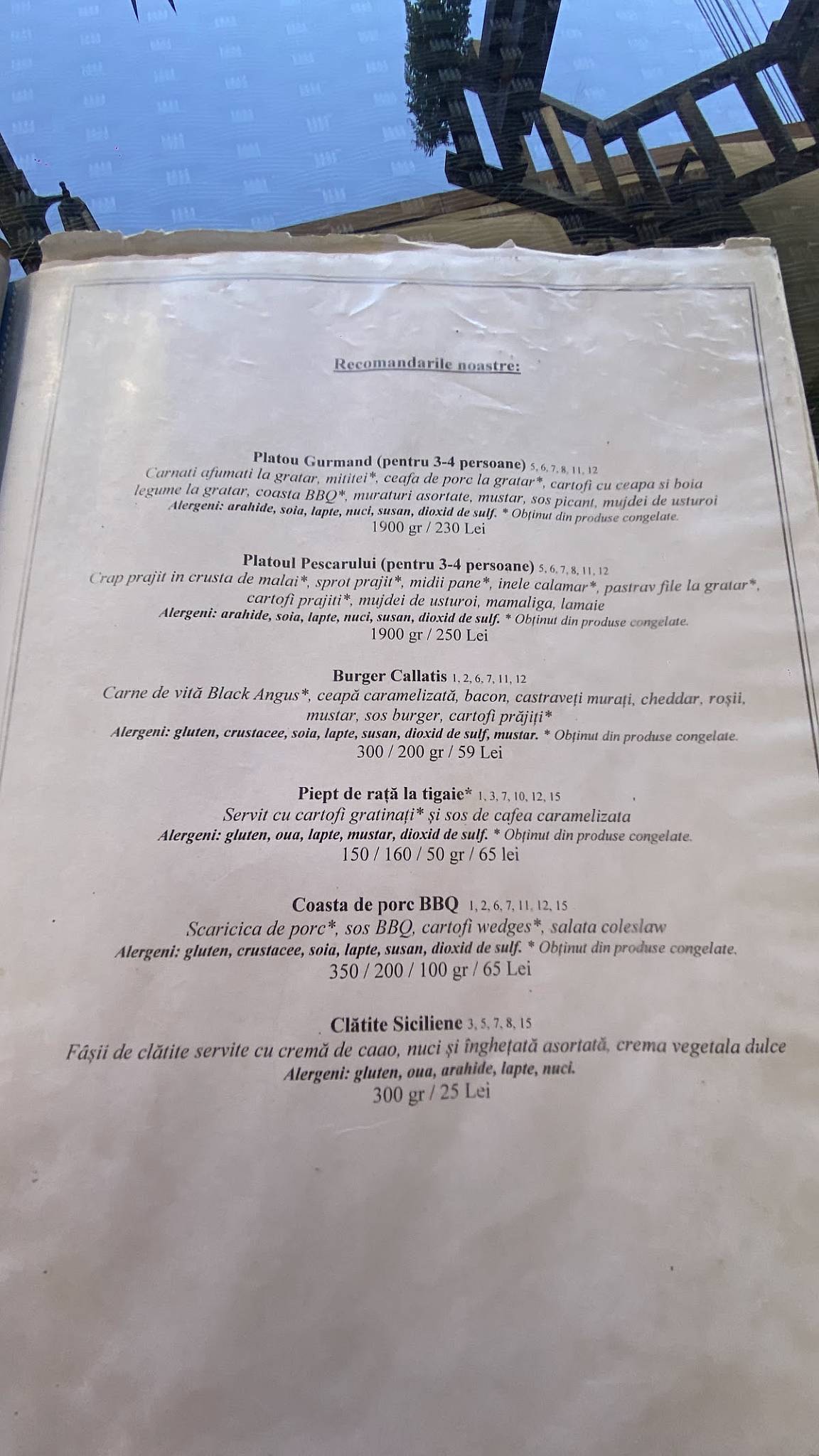 Menu de Restaurant Callatis