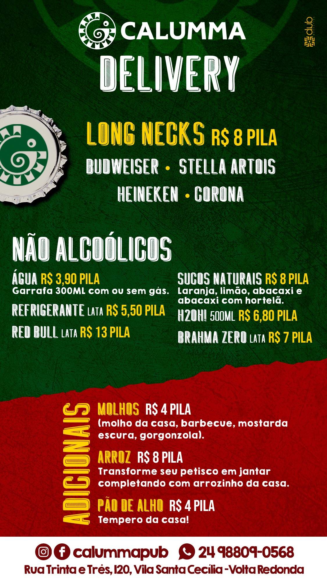 Calumma Pub cardápio