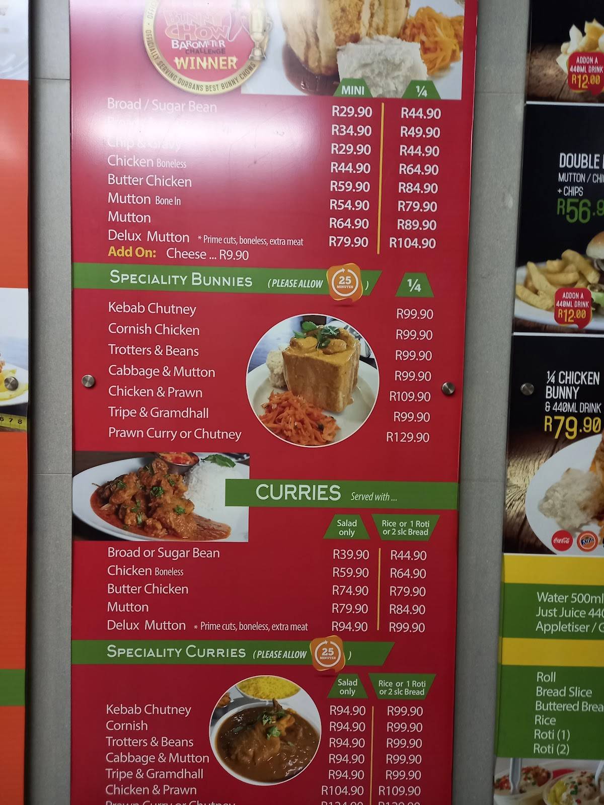 Menu at CaneCutters Umhlanga restaurant, Durban, 70 Horizon Views