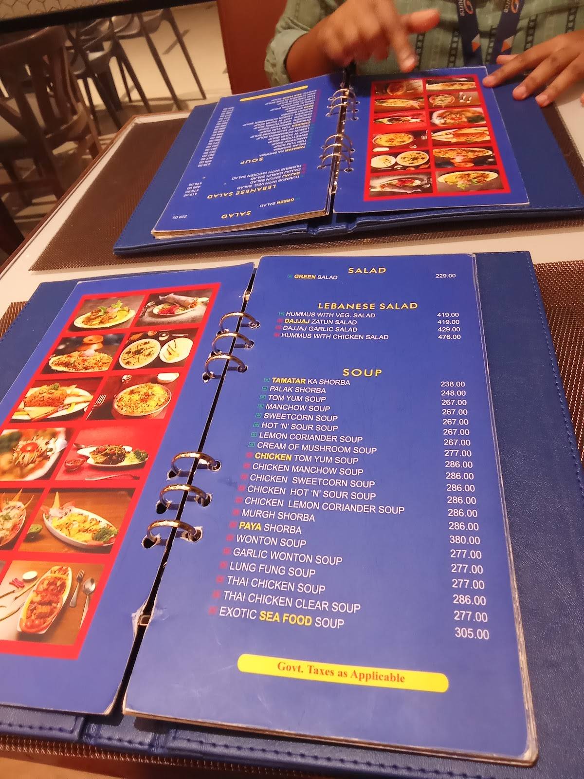 Carter's Blue menu
