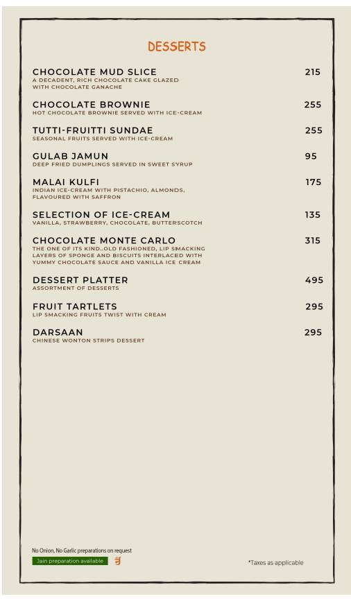 Casa Kitchen menu