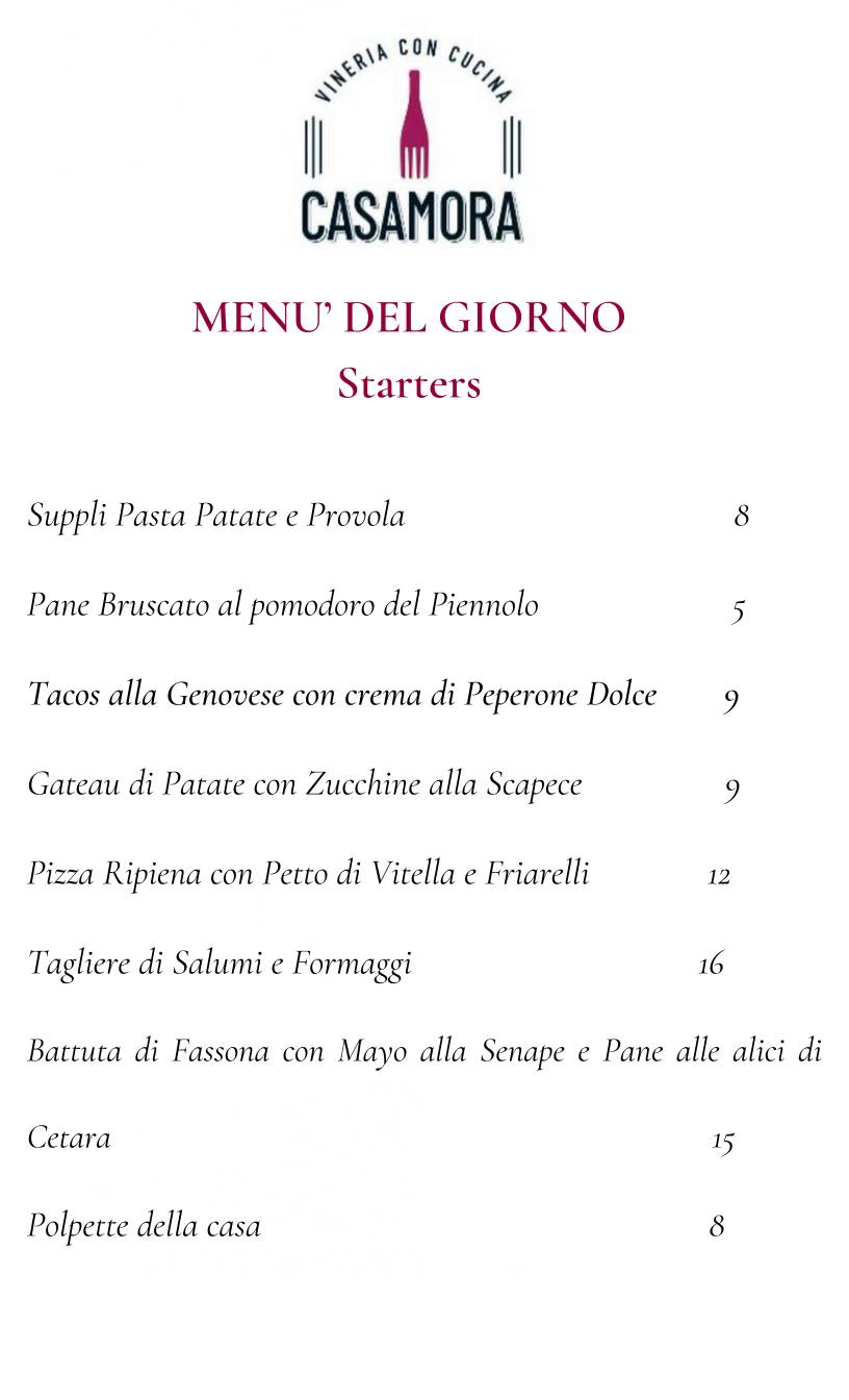 Menu di CasaMora 