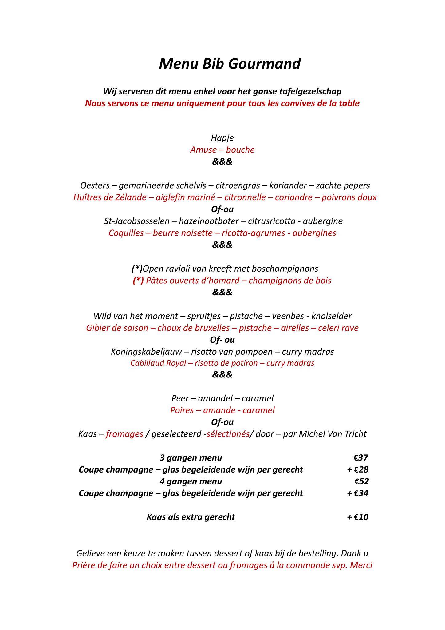 Speisekarte von Restaurant Casanova, De Haan, ZeedijkDe Haan 15