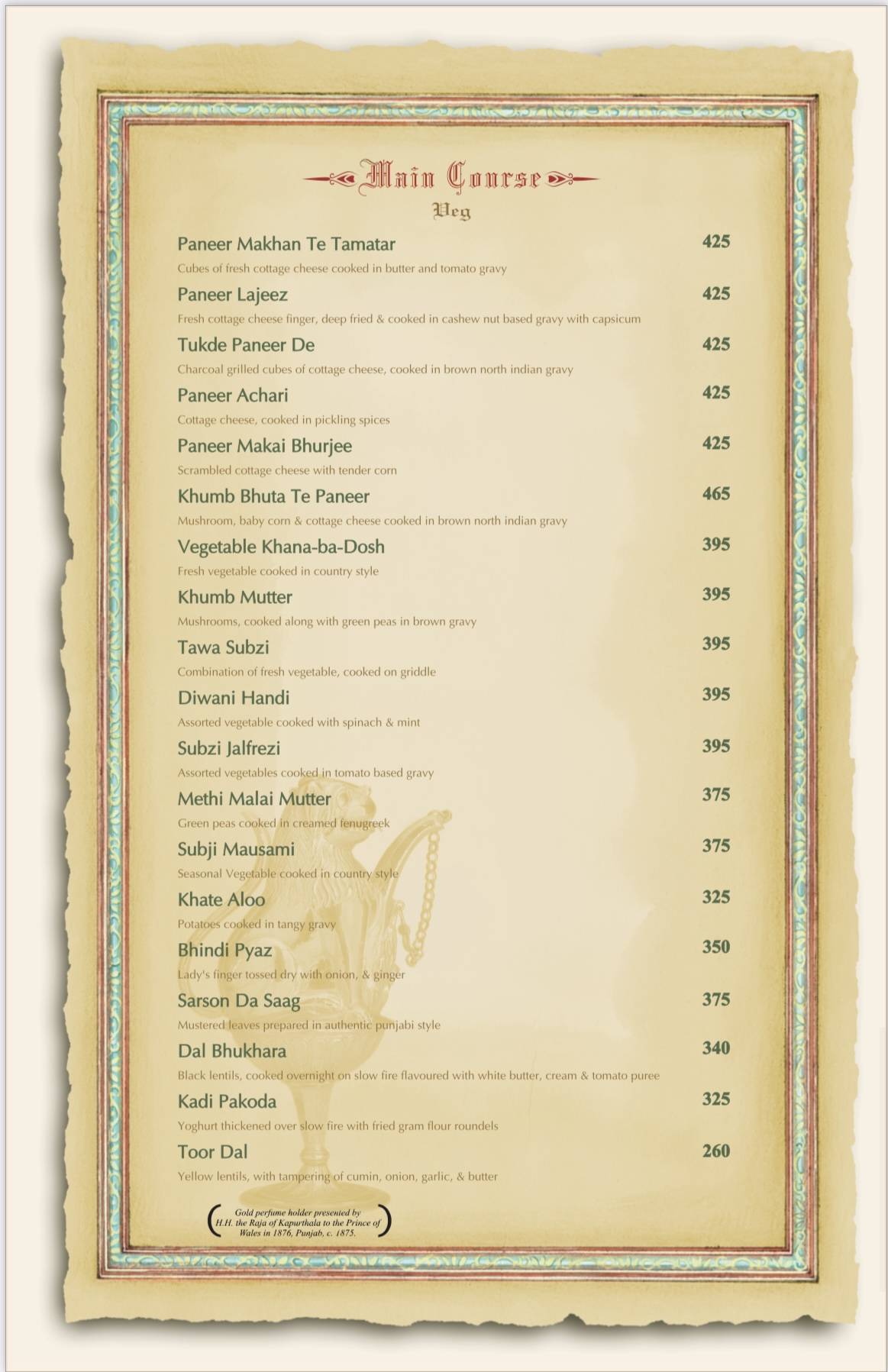 Chenab menu