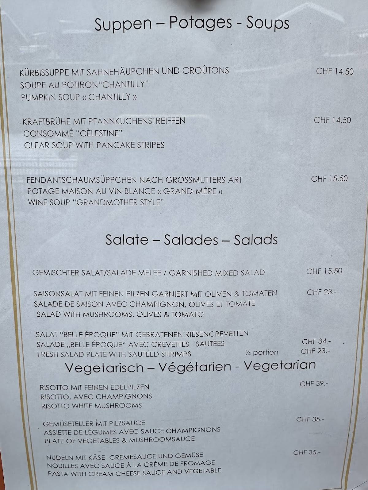 Menu di Restaurant Chez Max Julen 