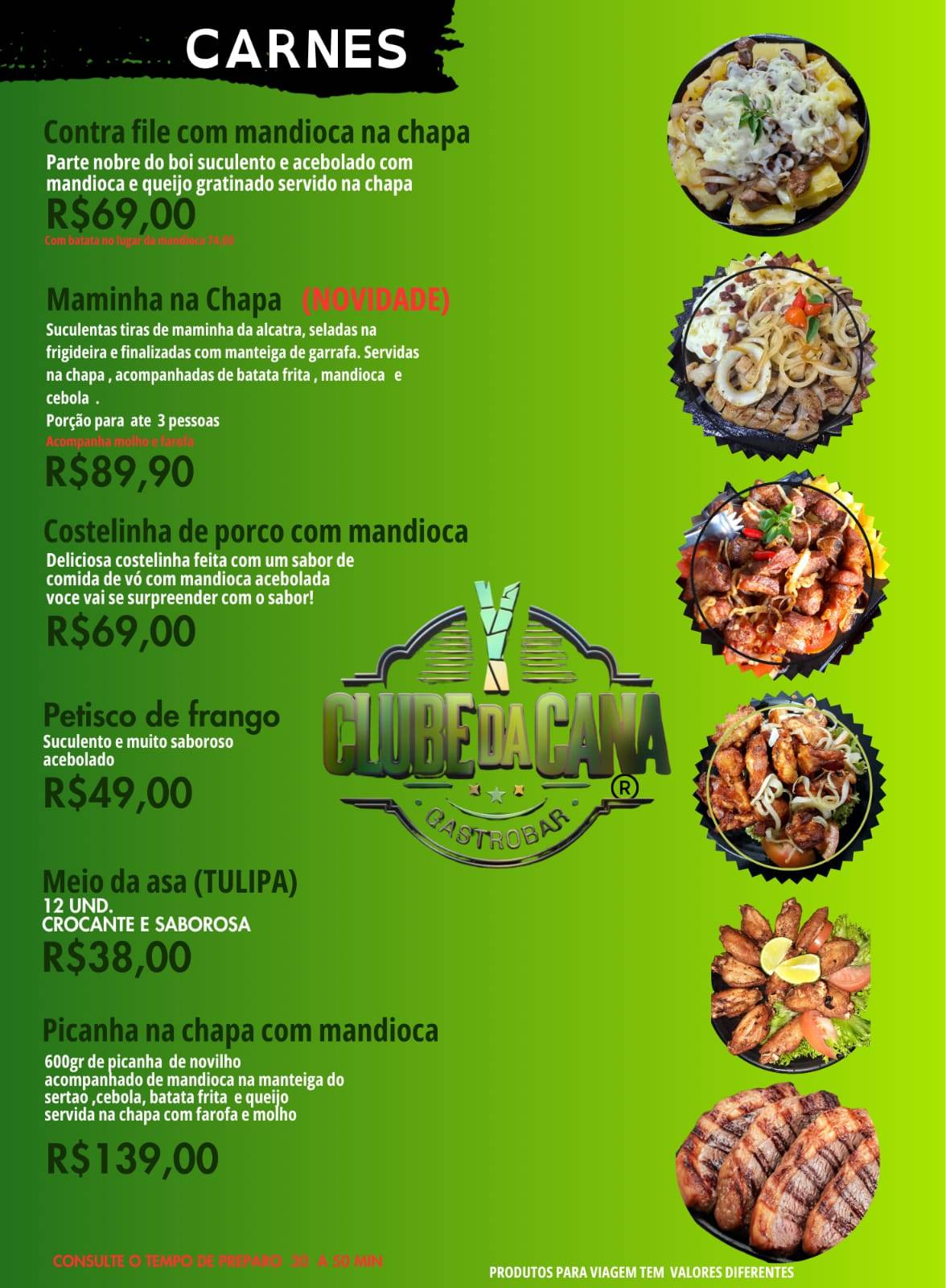 Clube da Cana GastroBar cardápio