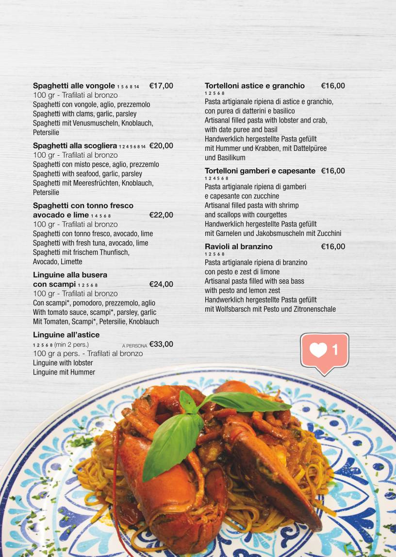 Menu di Cocobongo Bibione 