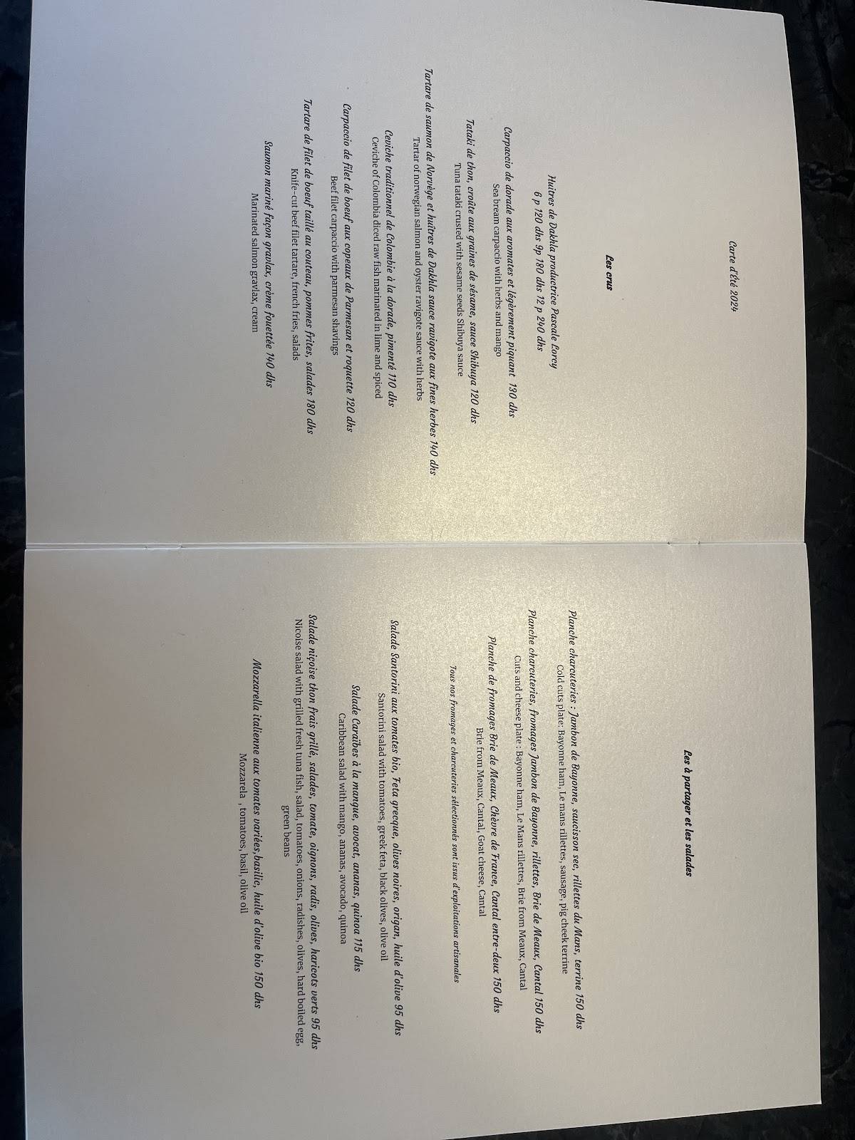 Menu de Cosmopolitan