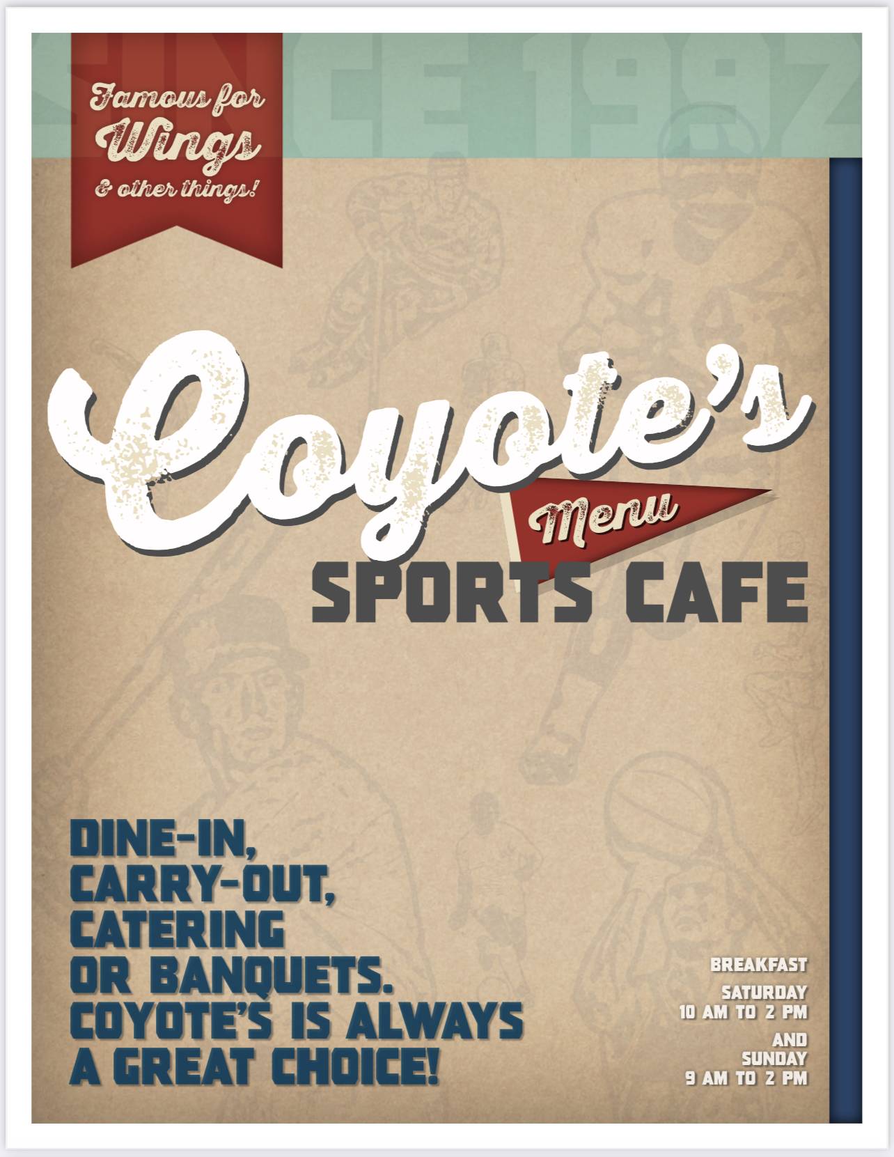 Menu at Coyote's Adobe Café restaurant, Springfield