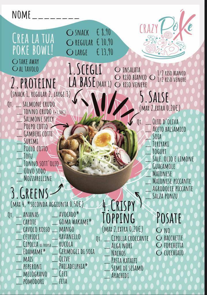 Menu di Crazy Poke Borgo a Mozzano 