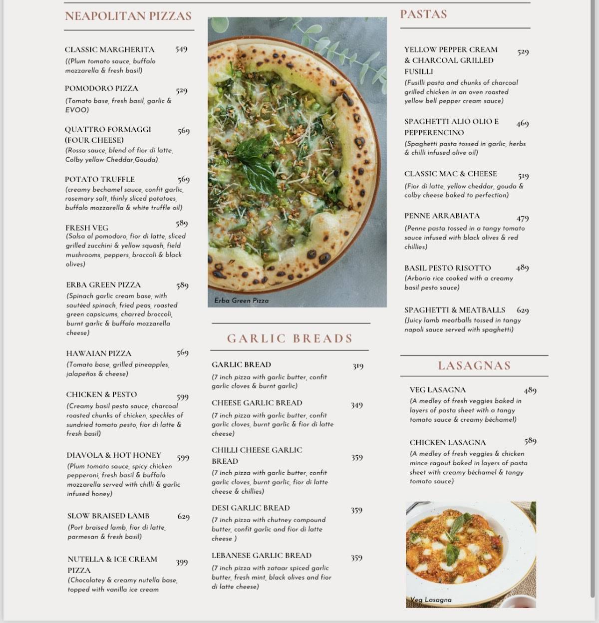 Crumble and Bake menu