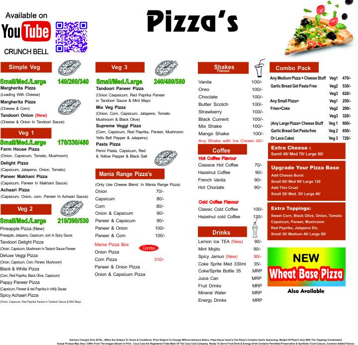 Crunch Bell - Best Pizza in Mandi Himachal menu