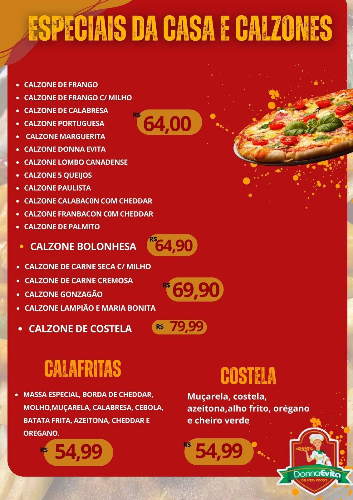 DONNA EVITA Pizzaria& Esfihas Delivery cardápio