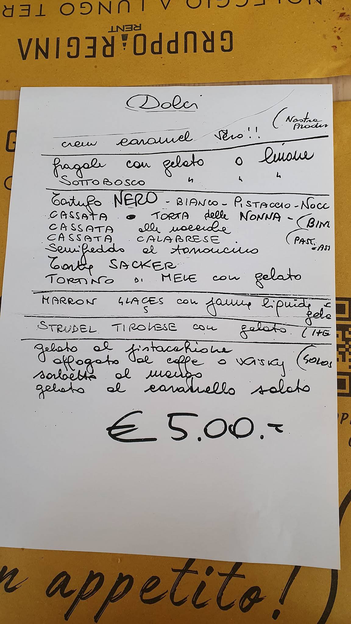 Menu di Trattoria D'Ambrosio Da Giuliana 