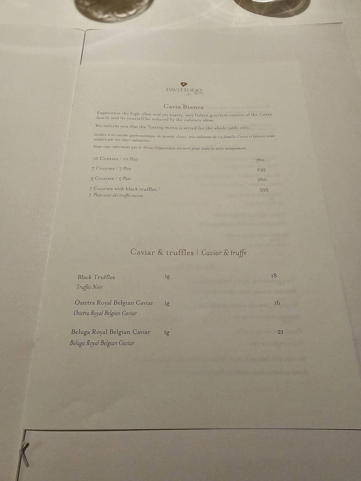 Menu di Restaurant Da Vittorio St. Moritz 