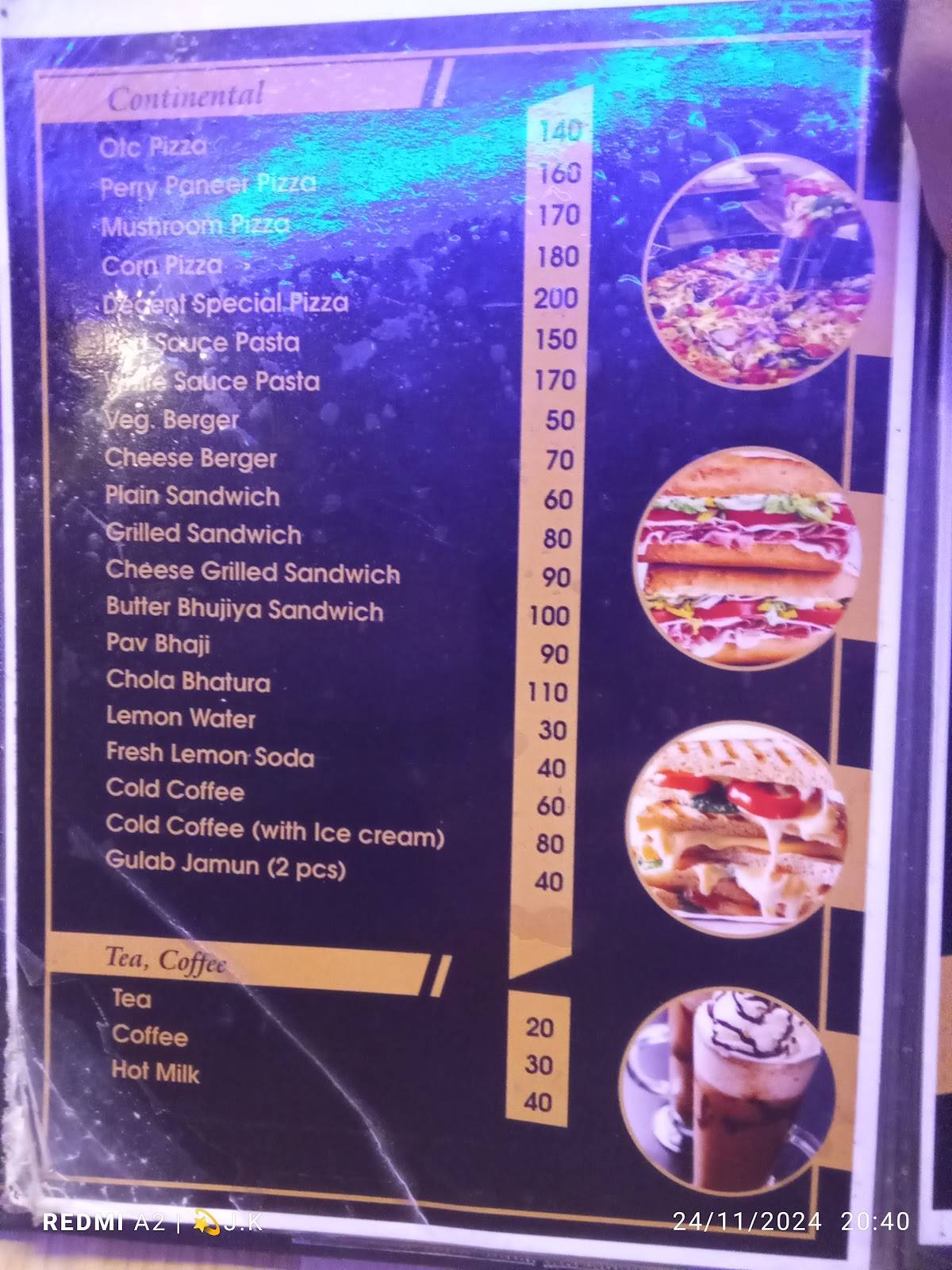 Decent Restaurant menu