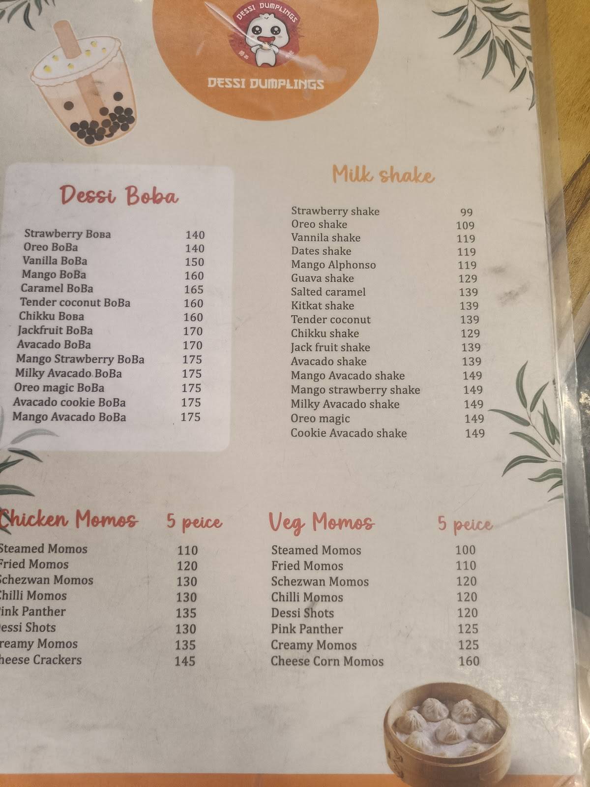 Dessi Dumplings menu