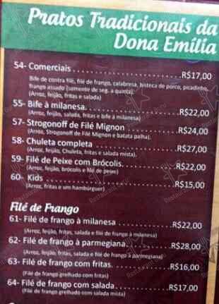 Restaurante Dona Emília cardápio