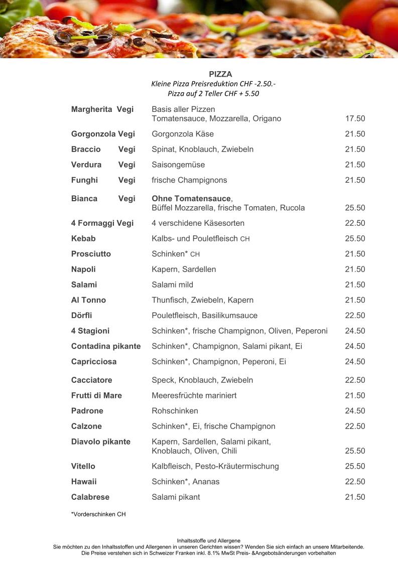 Menu di Restaurant Dörfli Maur 