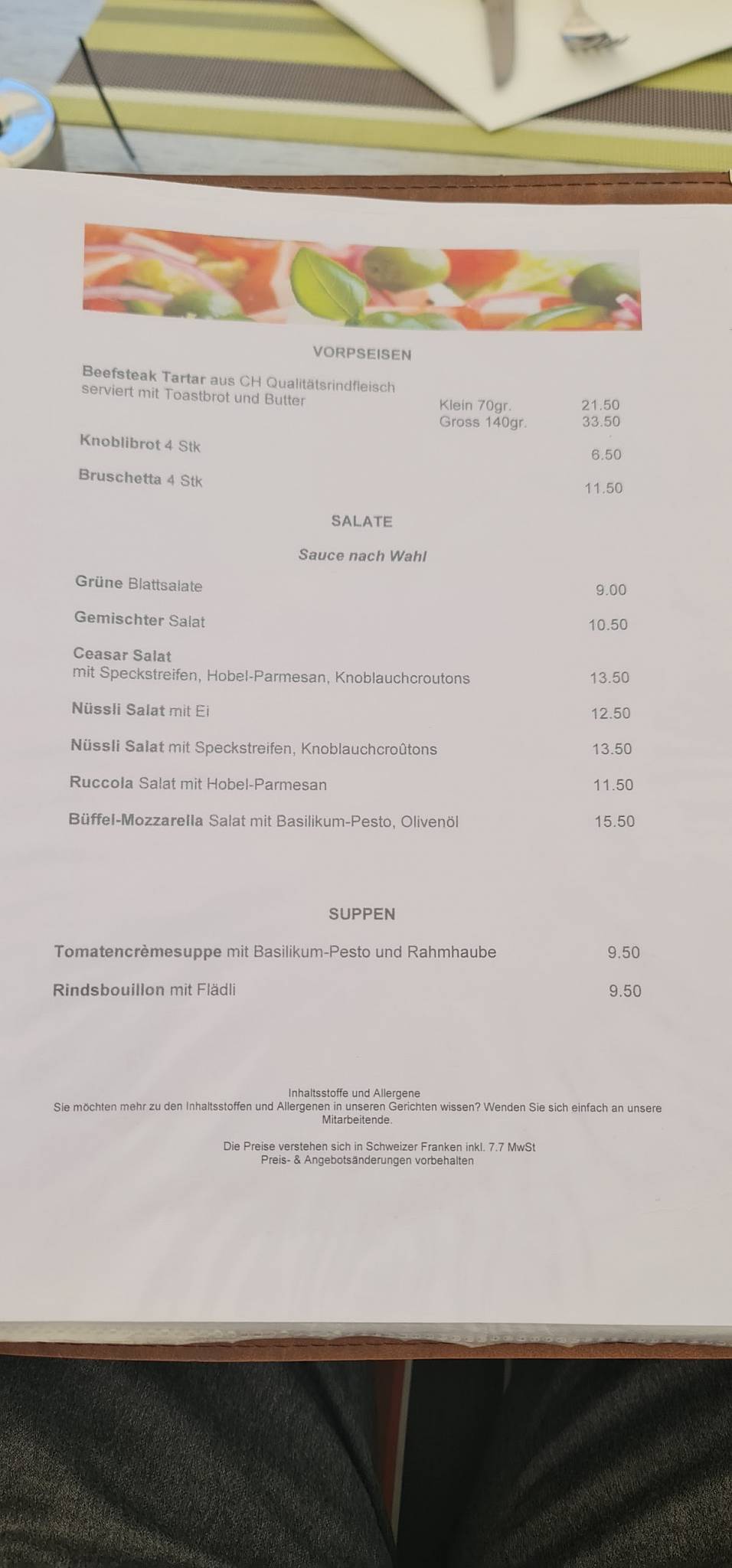 Menu di Restaurant Dörfli Maur 