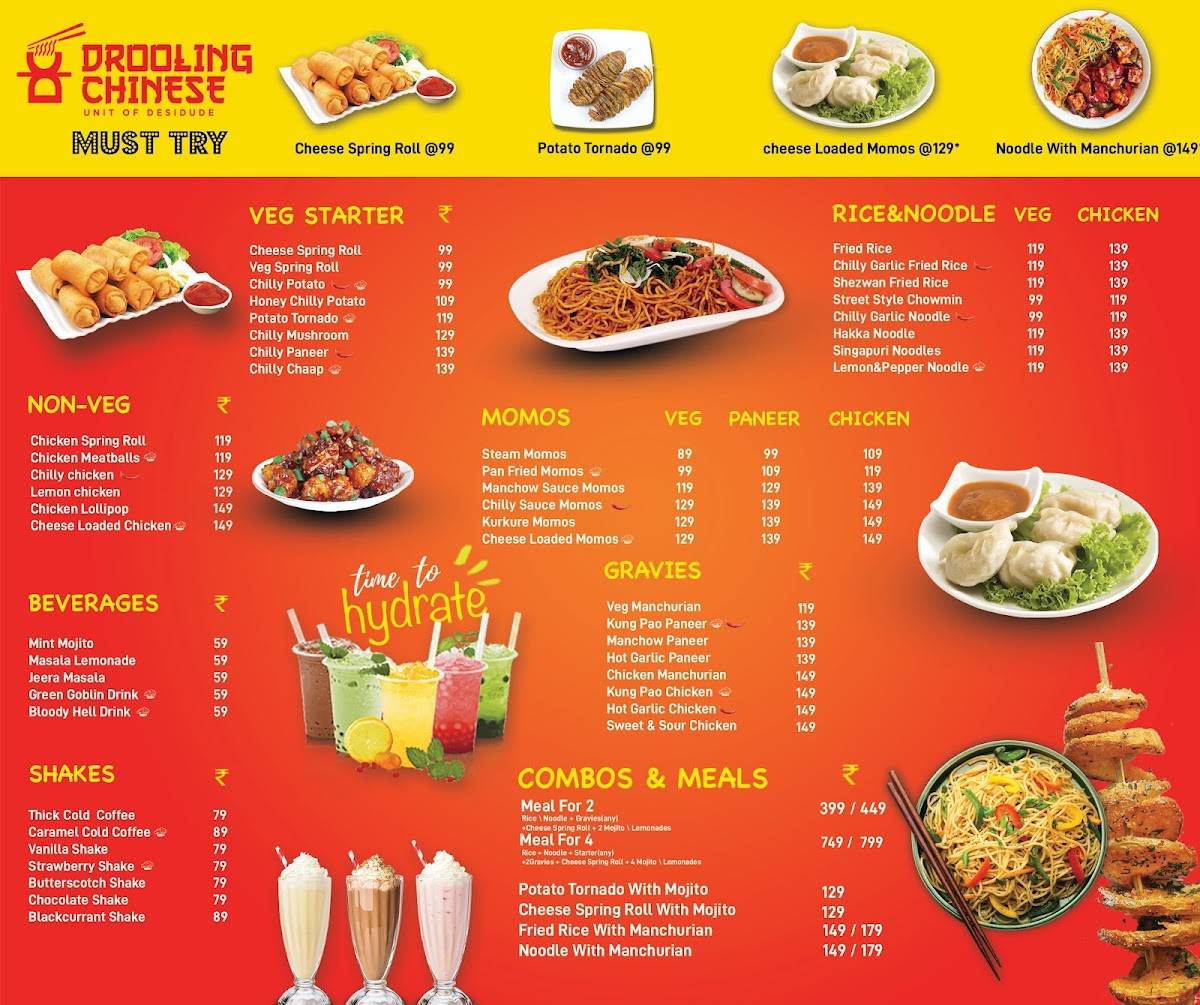 Drooling Chinese menu