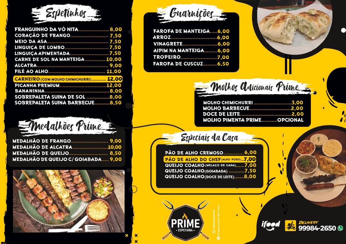 ESPETARIA PRIME cardápio