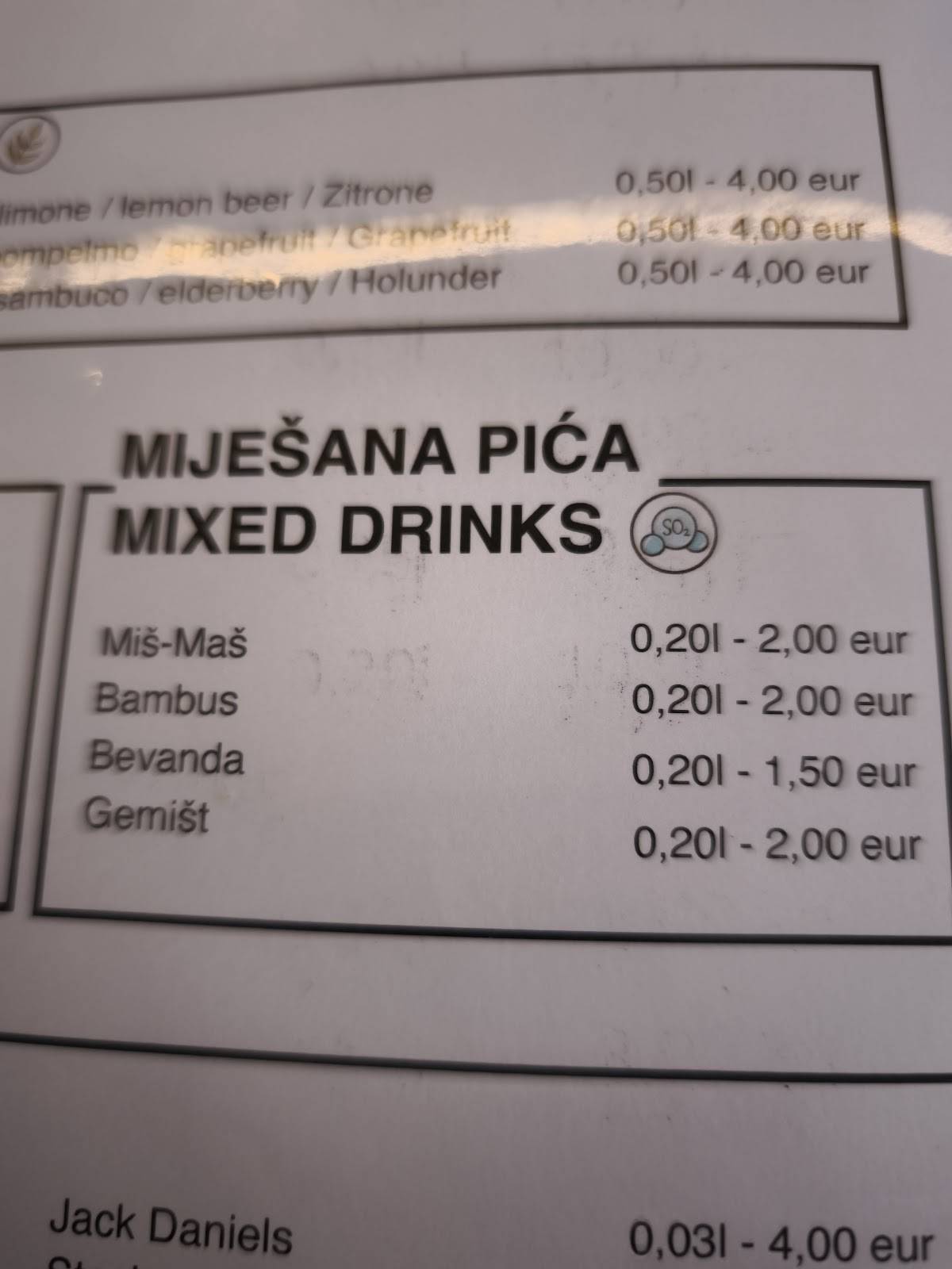 Menu di El Bocon 