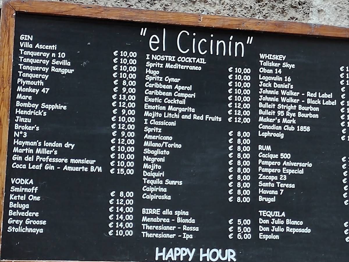 Menu di el cicinin 