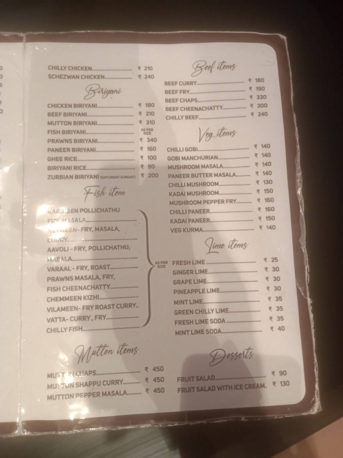 Enhance the Taste Of Malabar menu