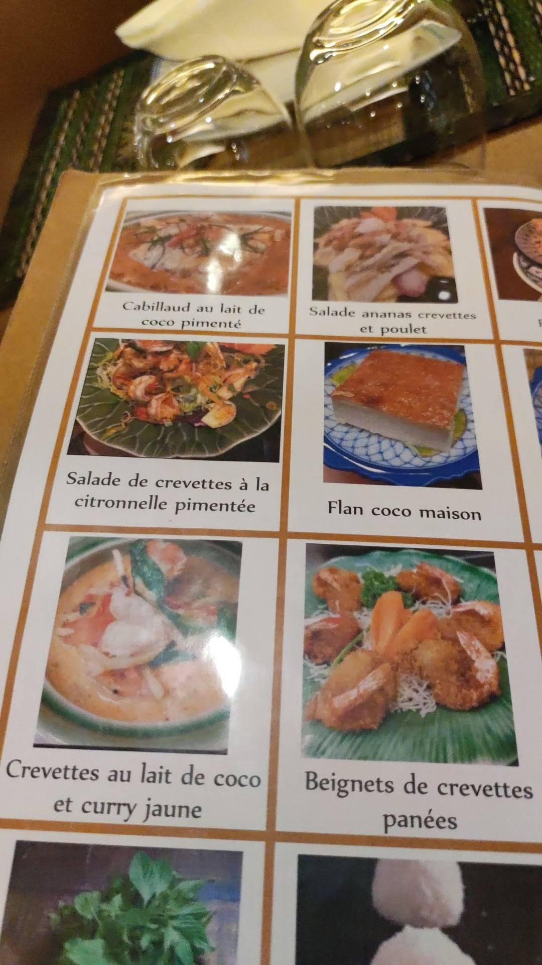 Menu de Restaurant Erawan depuis 1980