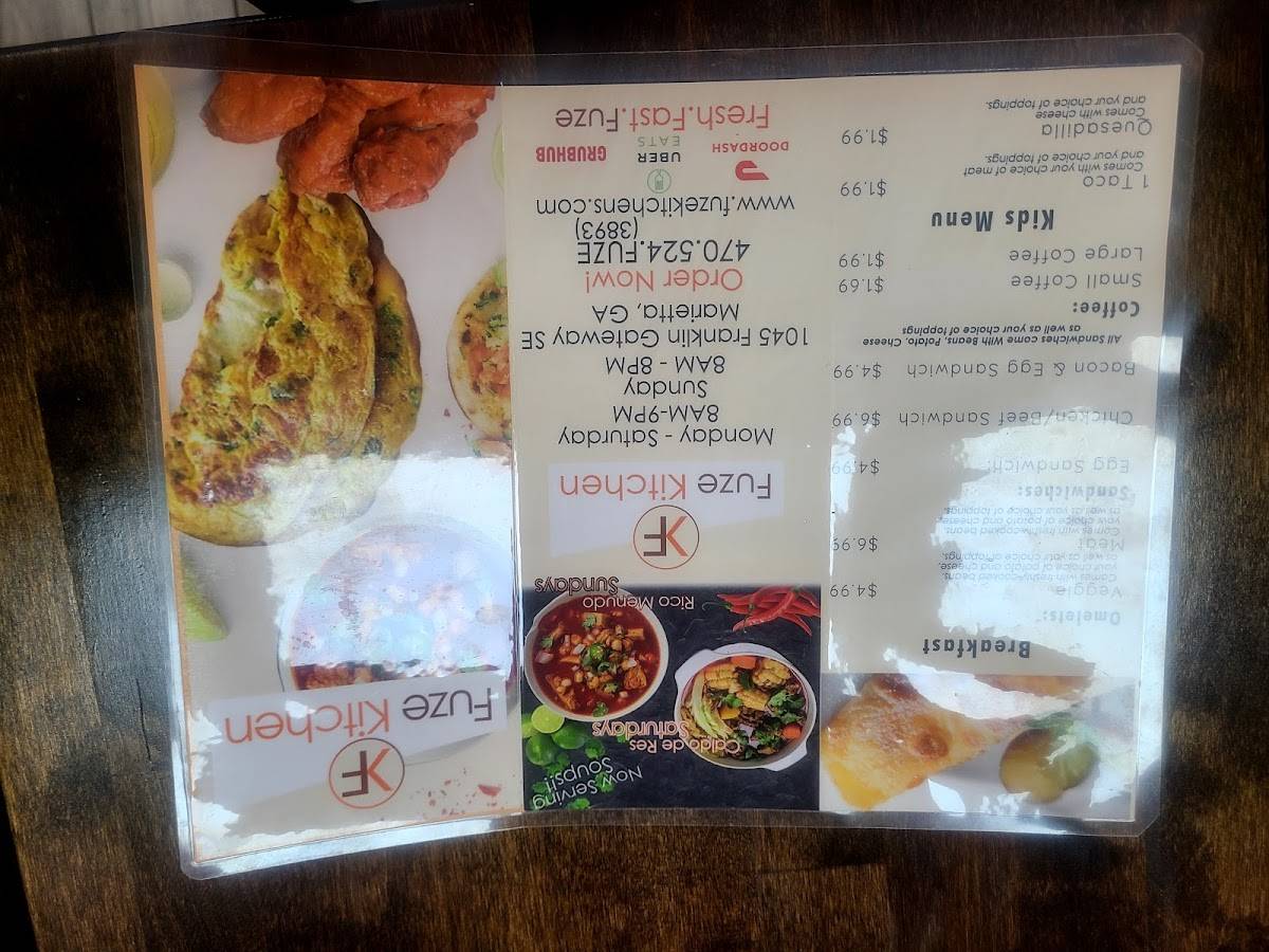 Menu at FUZE Kitchen & BAR, Marietta