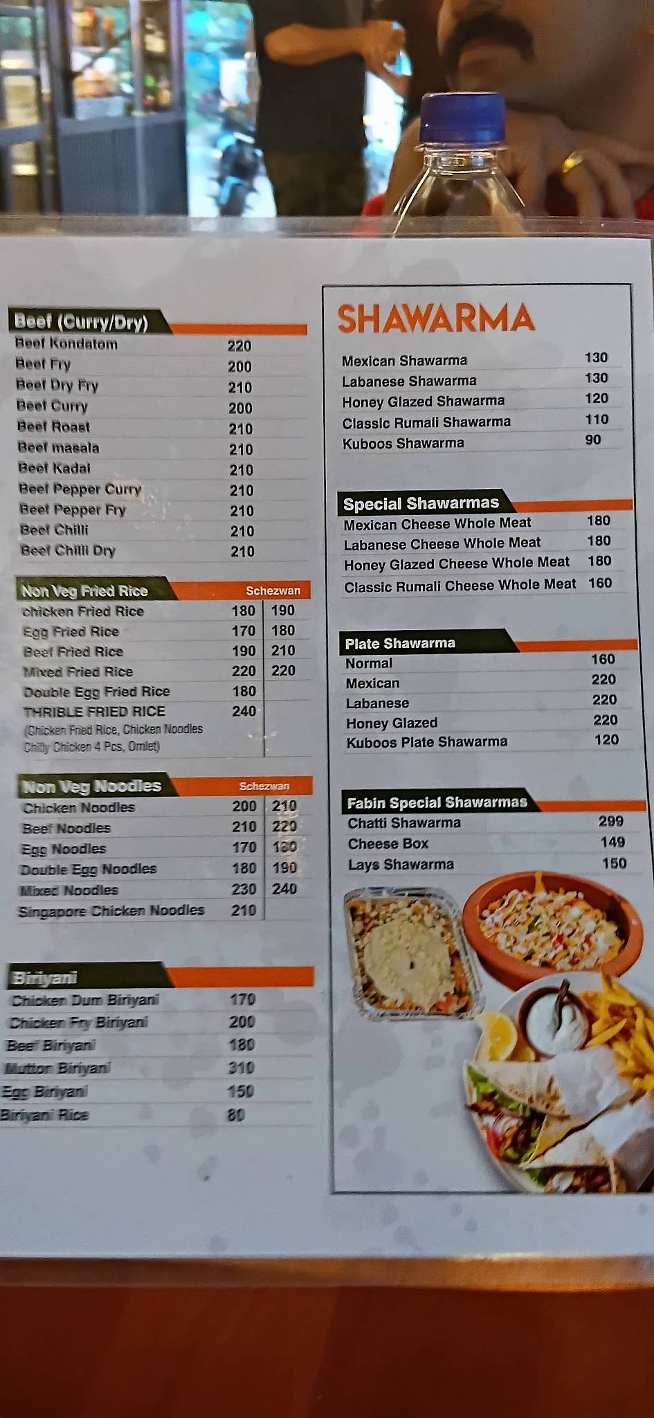 Fabin Arabia menu