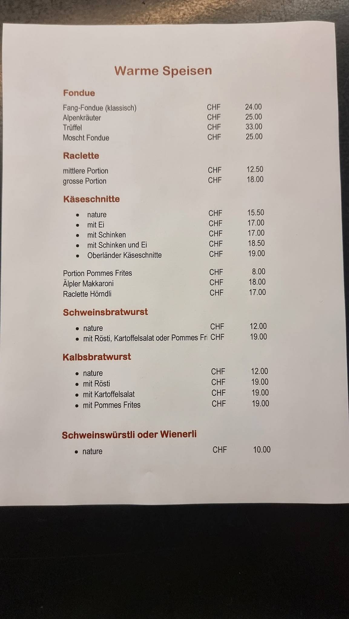 Menu di Restaurant Fang 