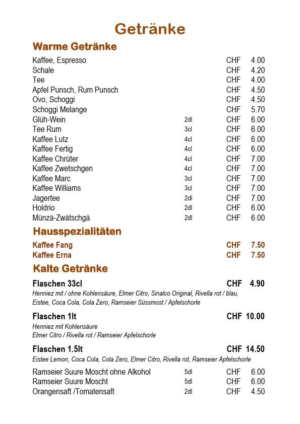 Menu di Restaurant Fang 