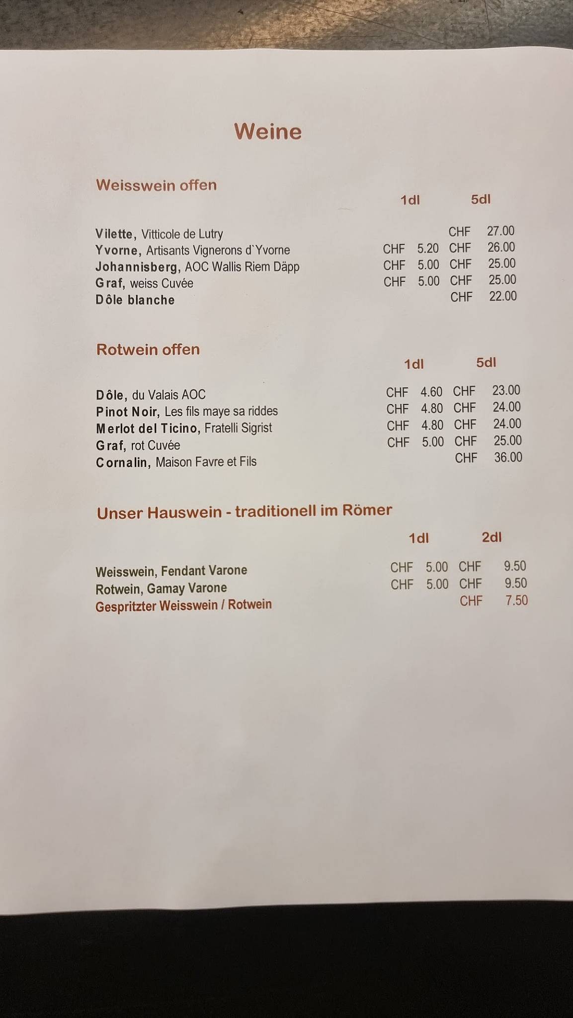 Menu di Restaurant Fang 