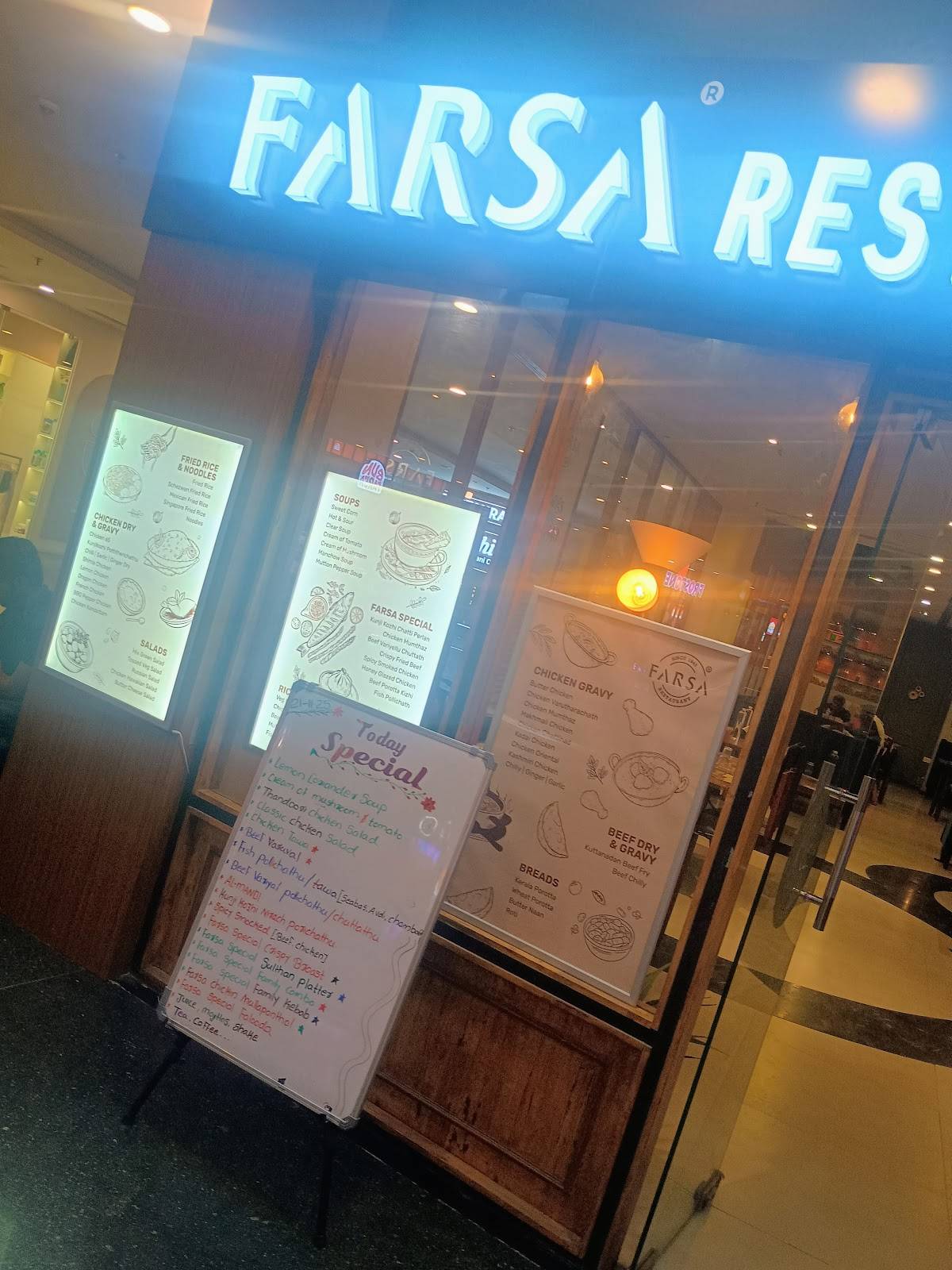 Farsa Restaurant menu
