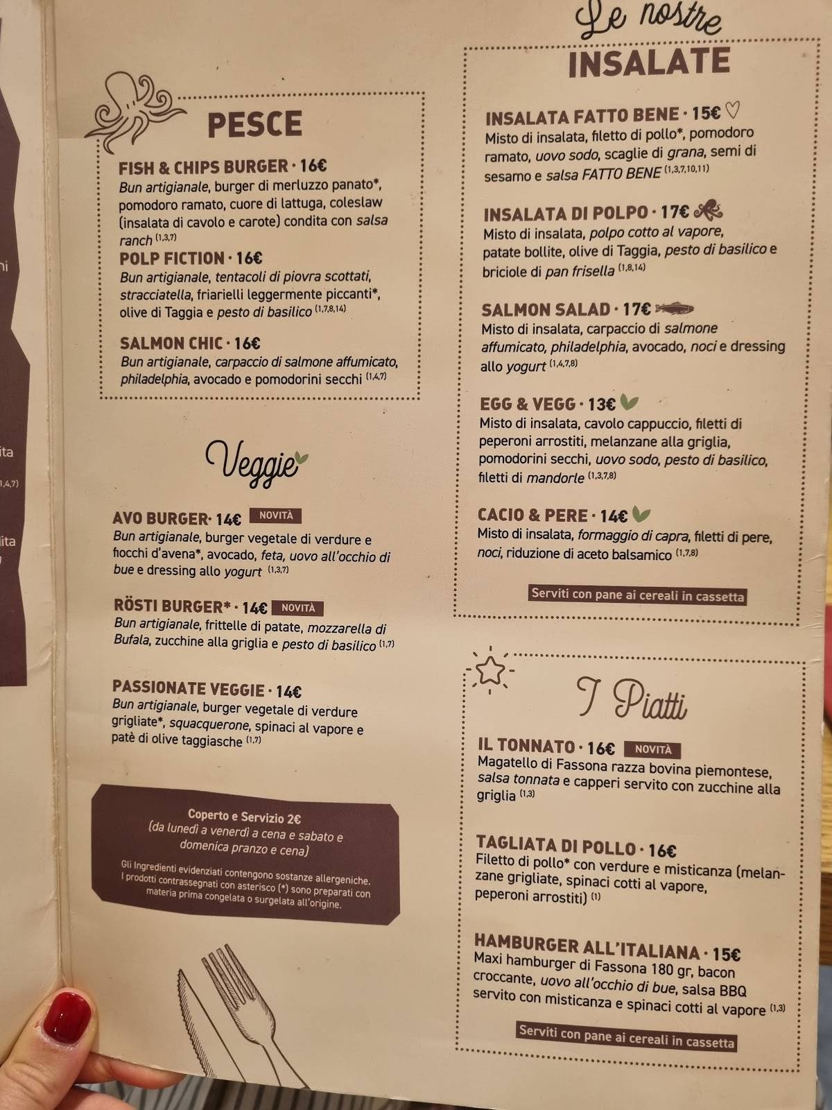 Menu di Fatto Bene Burger | Via V. Monti 56 