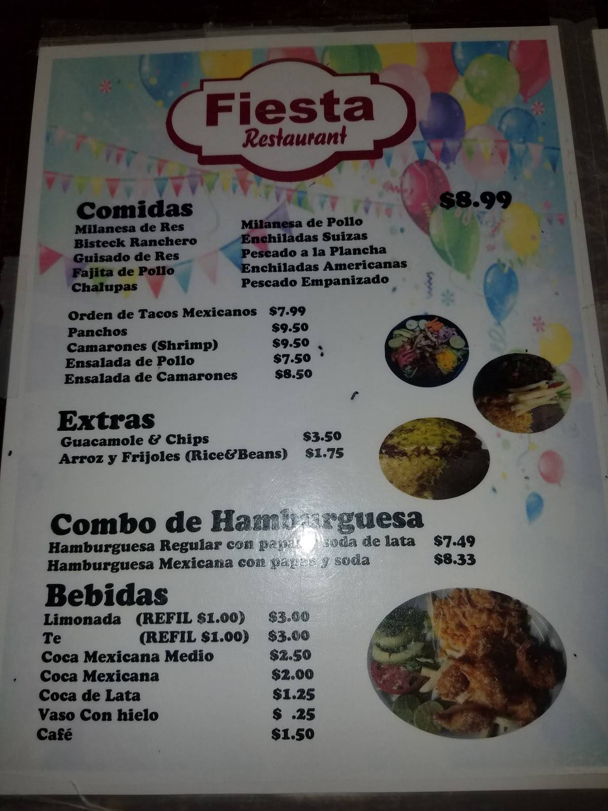 Menu at Fiesta Restaurant, Roma