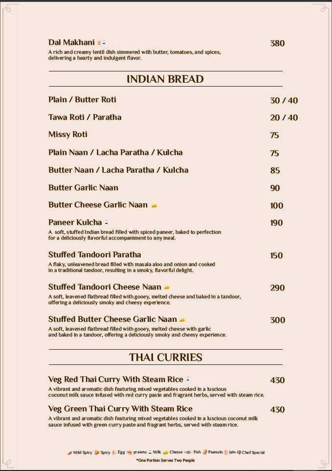 Flavor The Restaurant menu