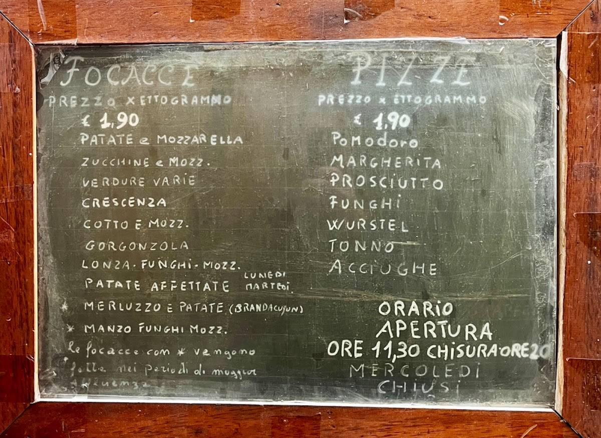 Menu di Focacceria da Capo 
