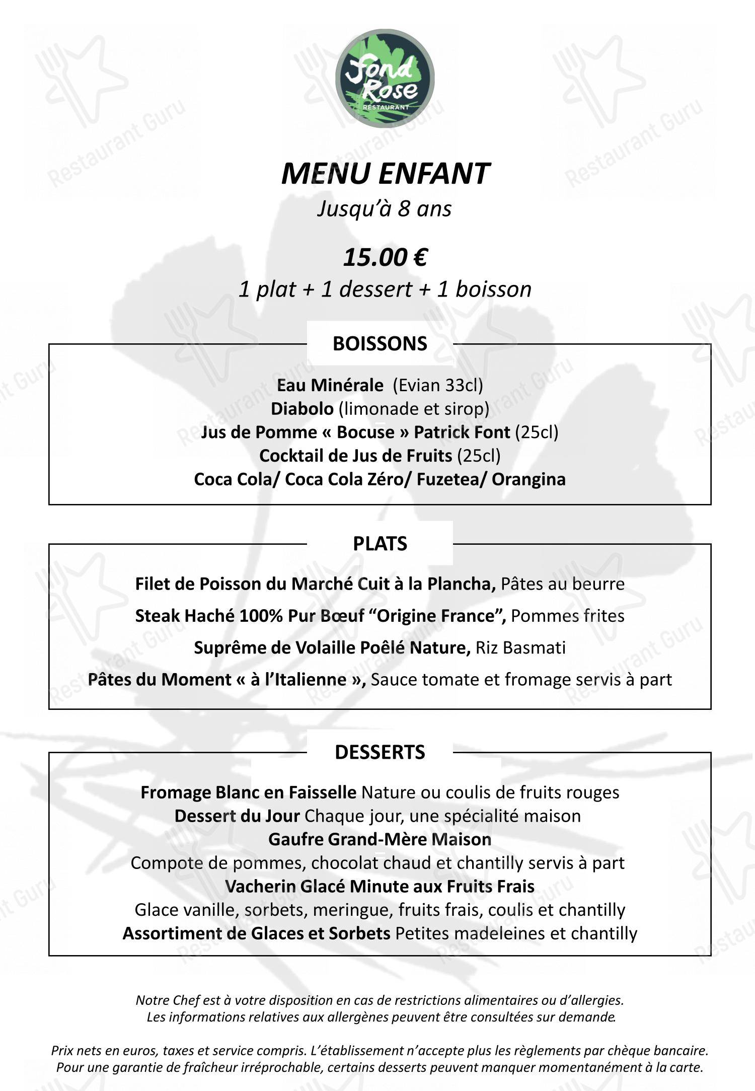 Крафт меню pour Restaurant Fond Rose - Bocuse restaurant