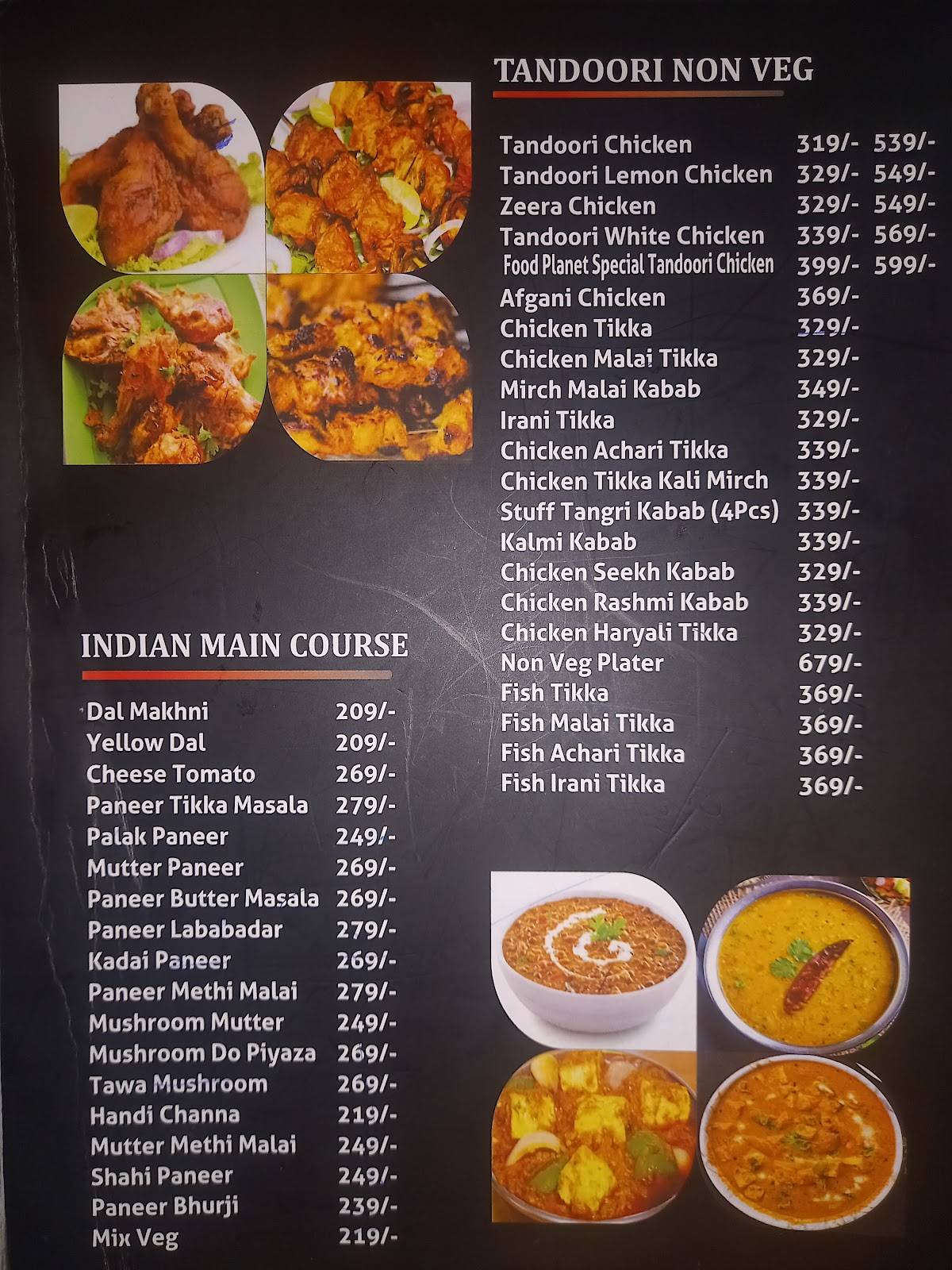 Food Planet Restaurant menu
