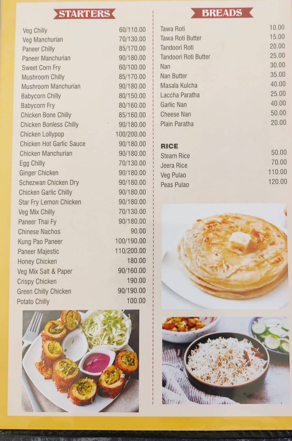 Food Villa Restaurant menu