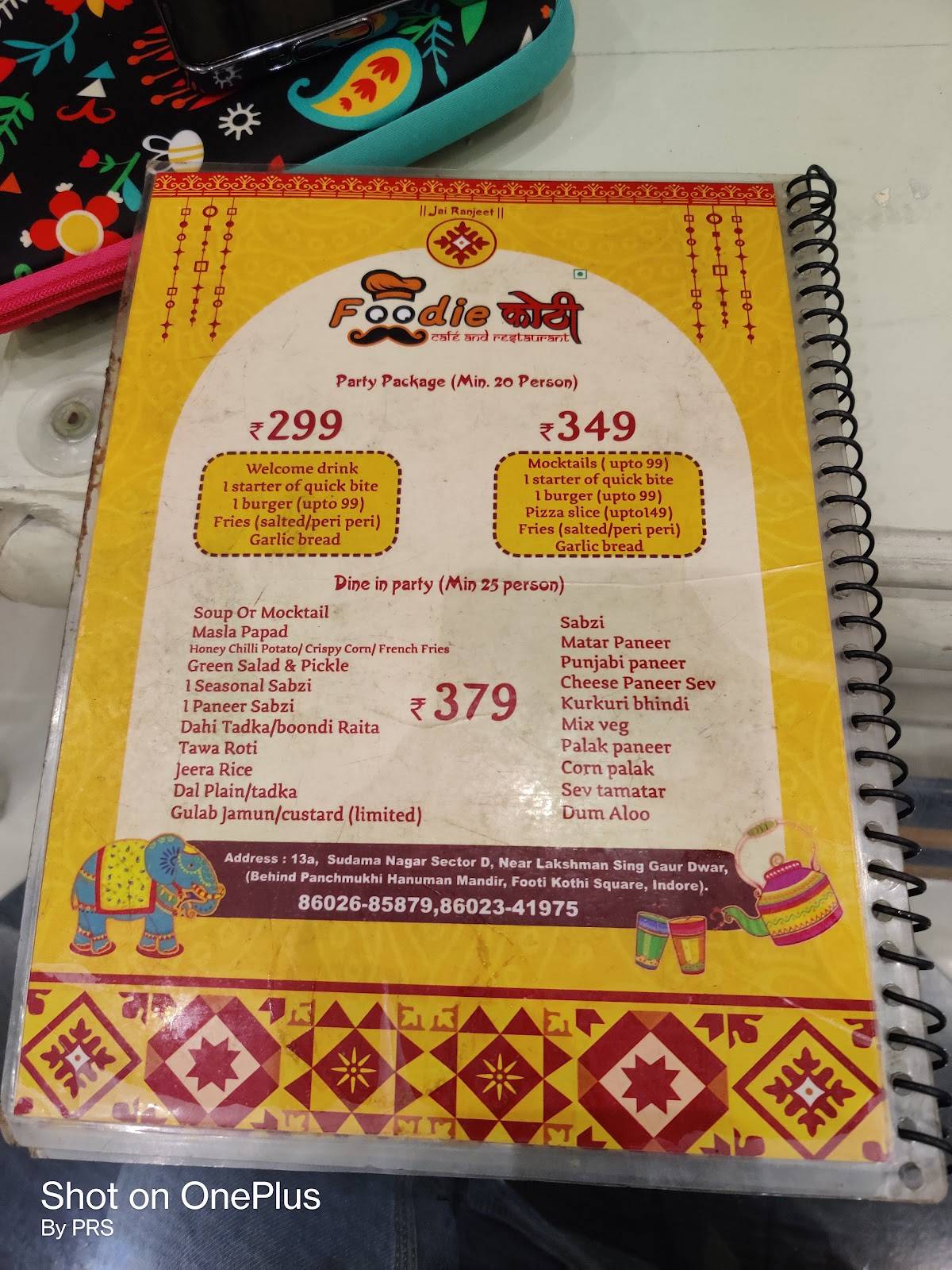 Foodie kothi menu