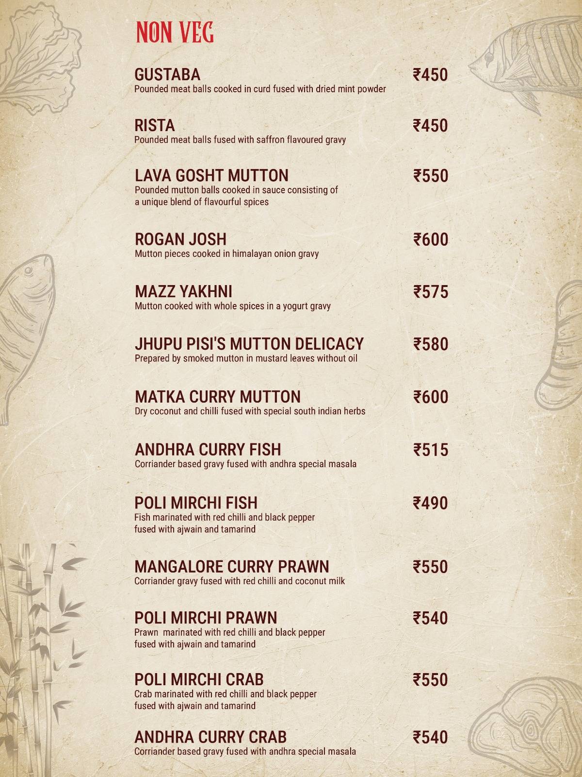 Fusion Fantasea menu