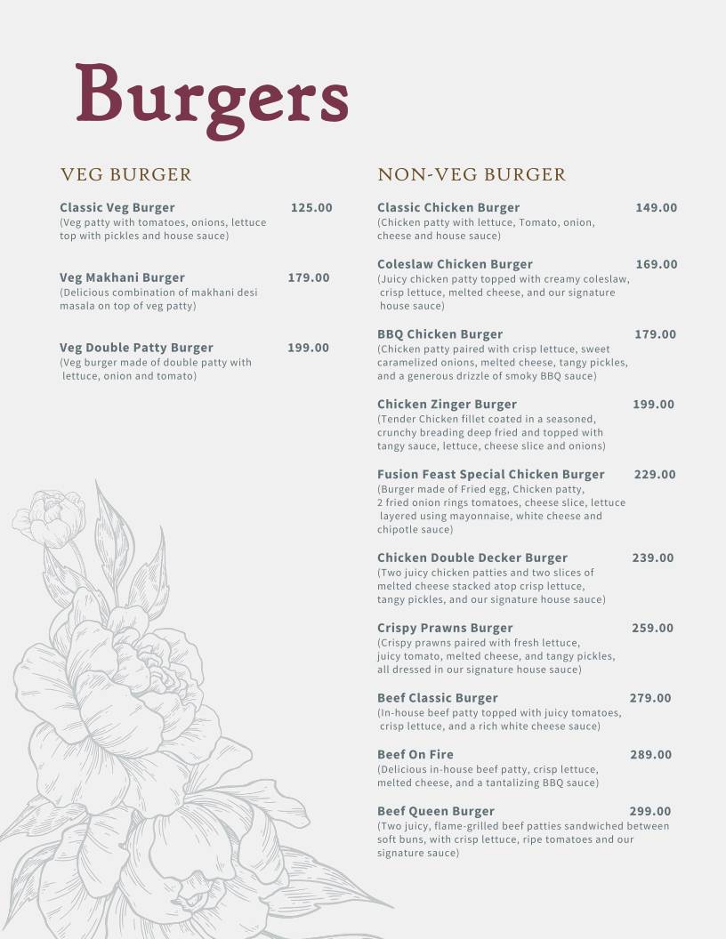 Fusion Feast by cups and cones menu