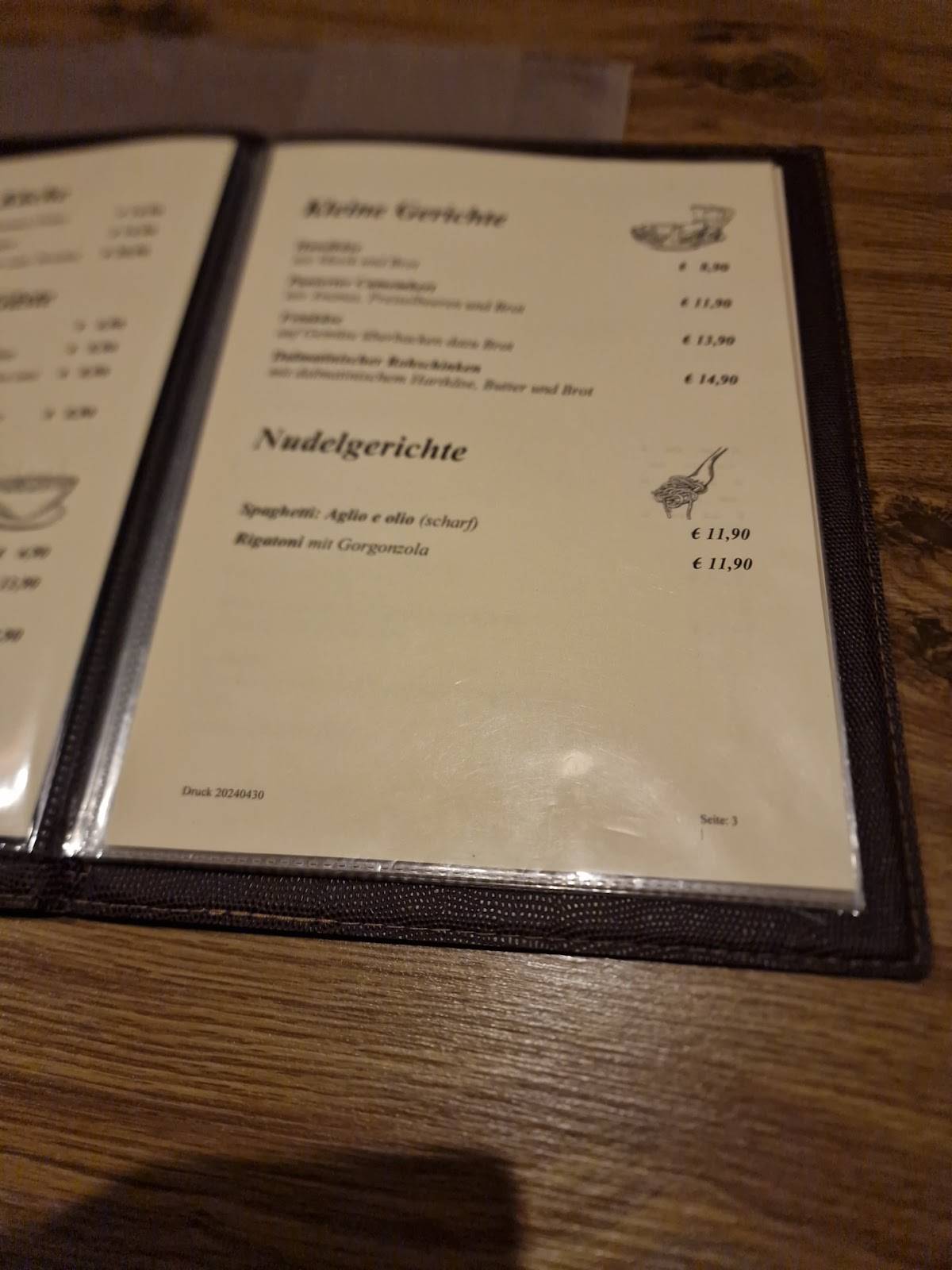 Menu de Gaststätte "Bei Uns"