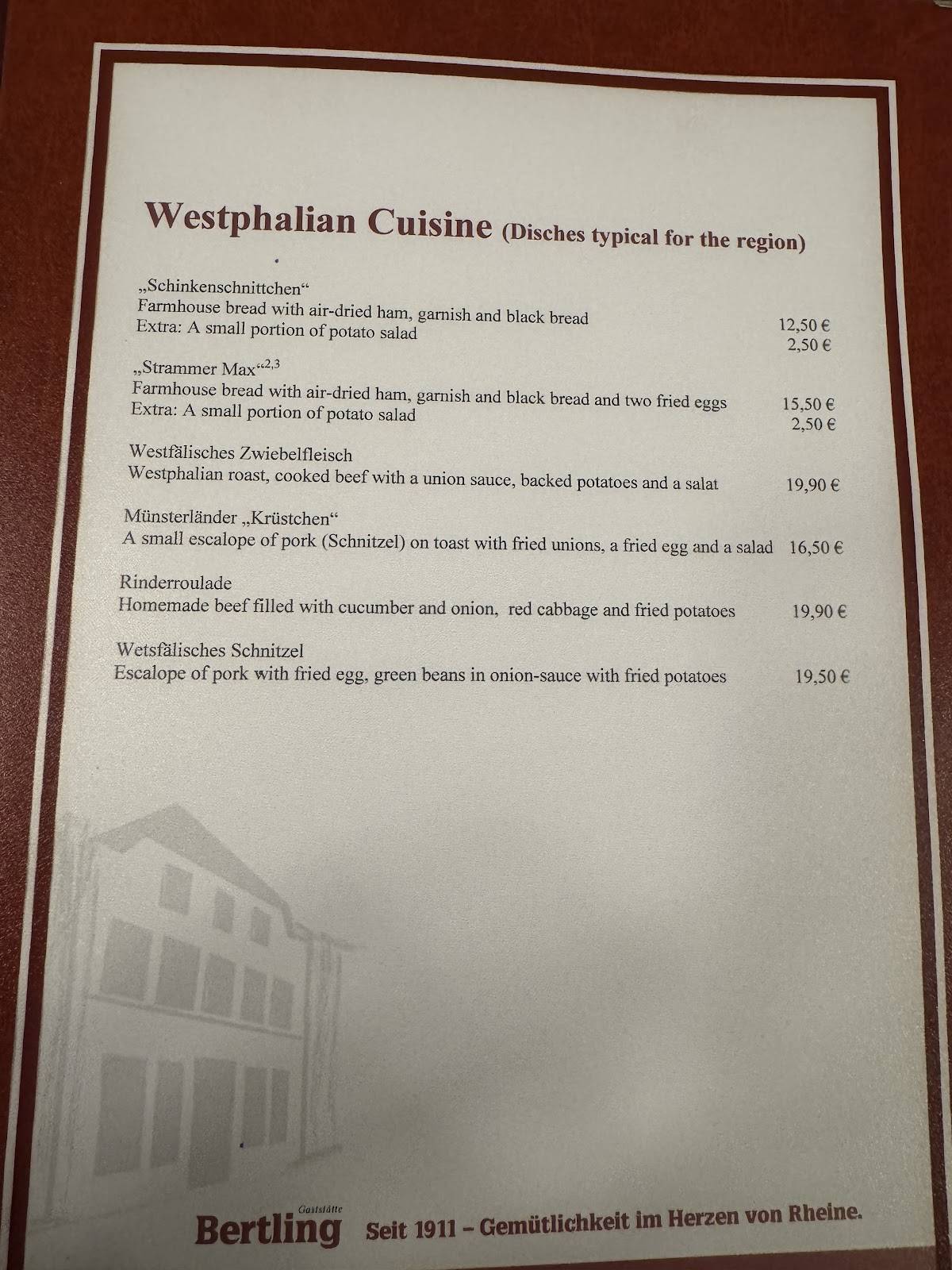 Menu de Gaststätte Bertling