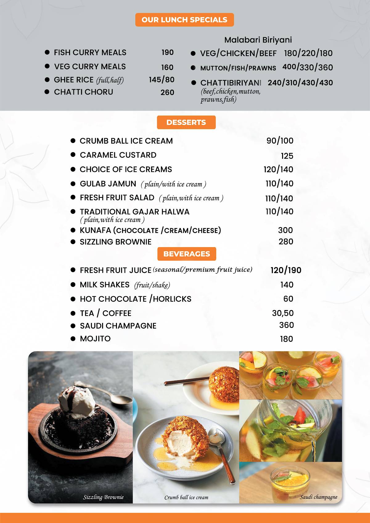 Gazania Mezban Restaurant menu
